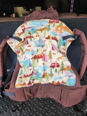 Tula Kids Carrier Panel in Brown with Multicolor Camping Print